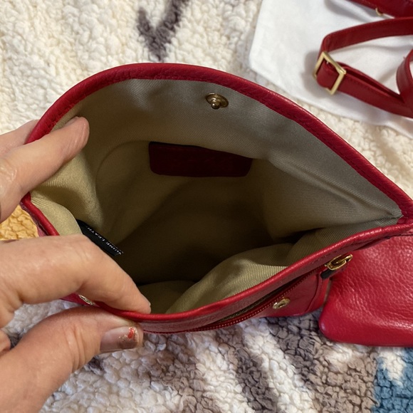 Max New York mini red leather clutch/cosmetic bag/crossbody bag - Picture 9 of 9